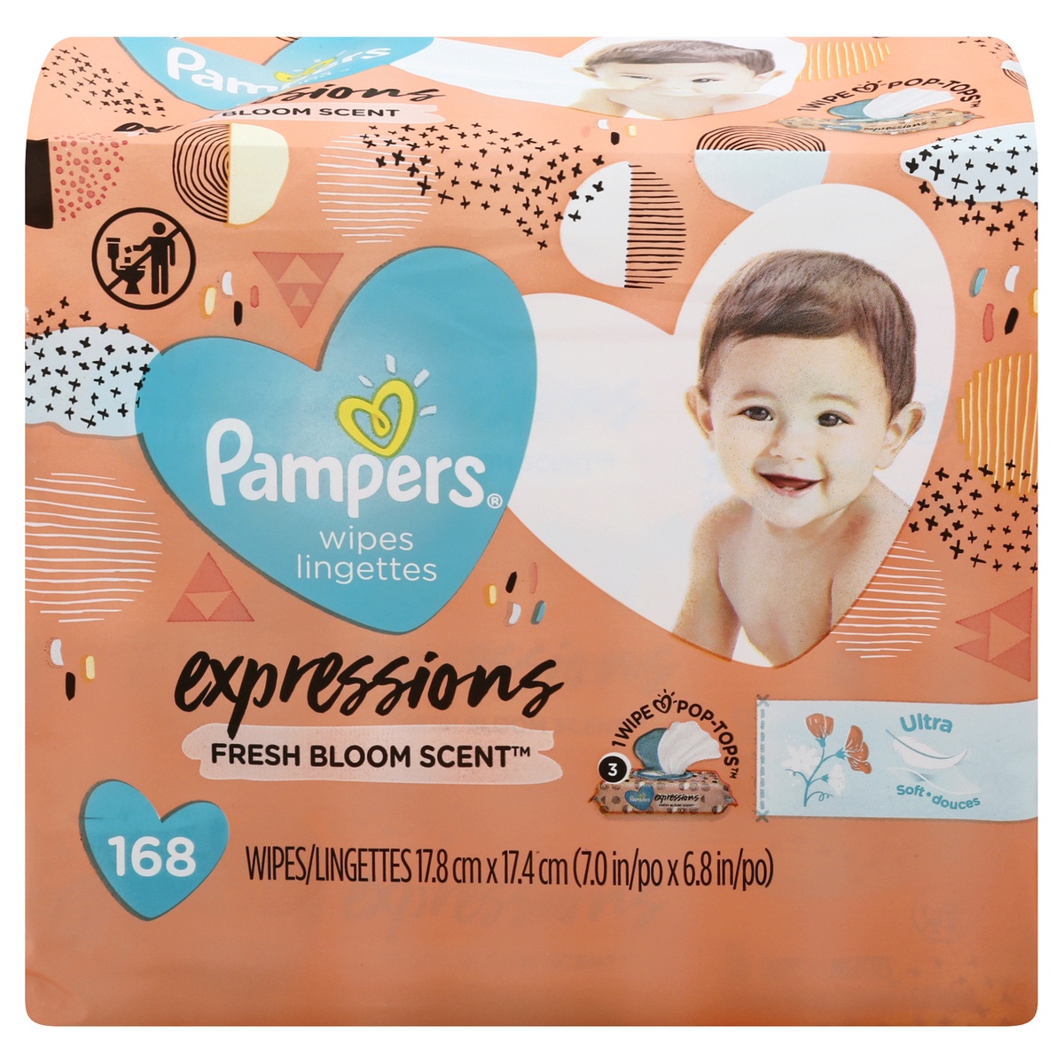 slide 1 of 1, Pampers Expressions Fresh Bloom Scent Wipes 168 ea, 168 ct