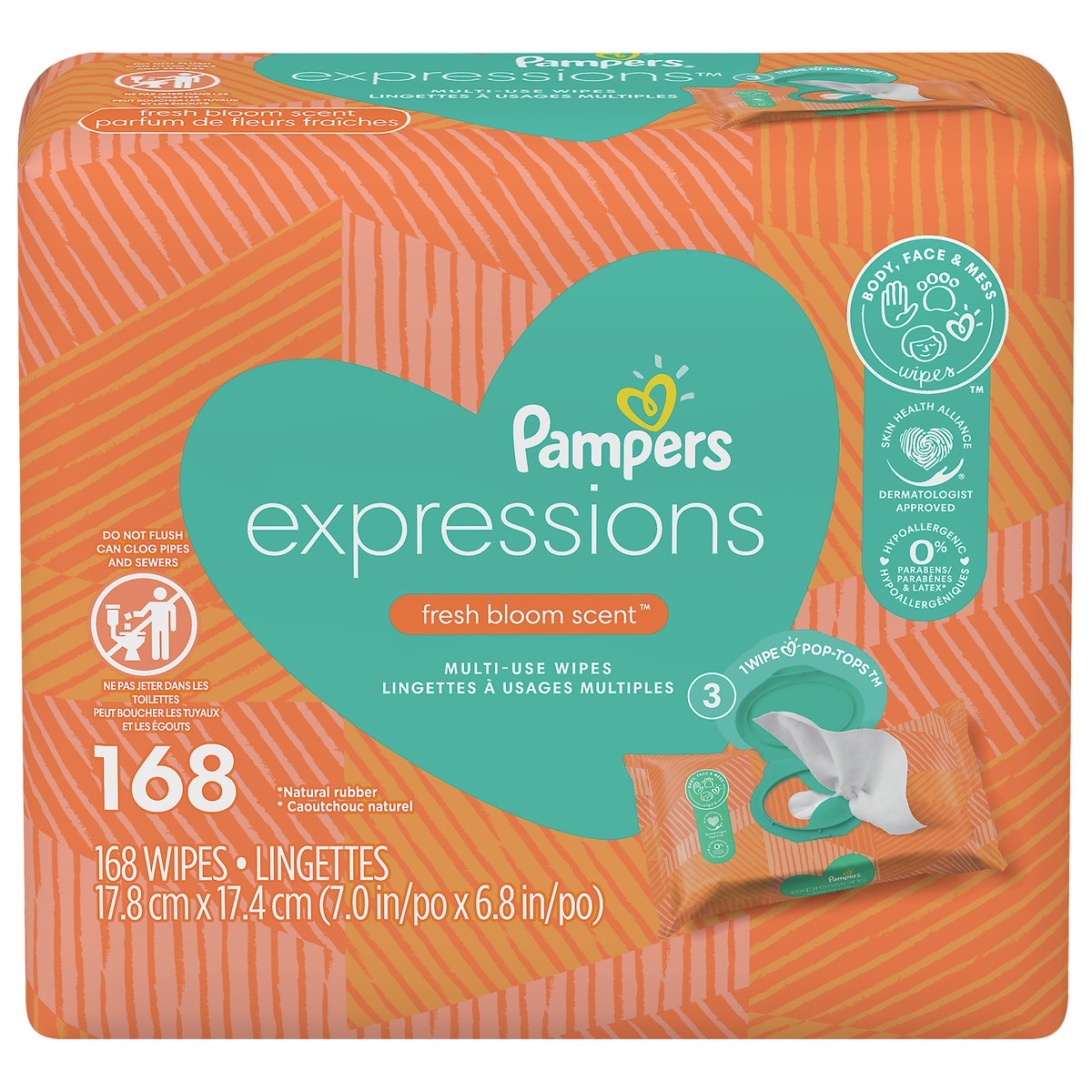 slide 1 of 4, Pampers Expressions Fresh Bloom Baby Wipes, 168 ct