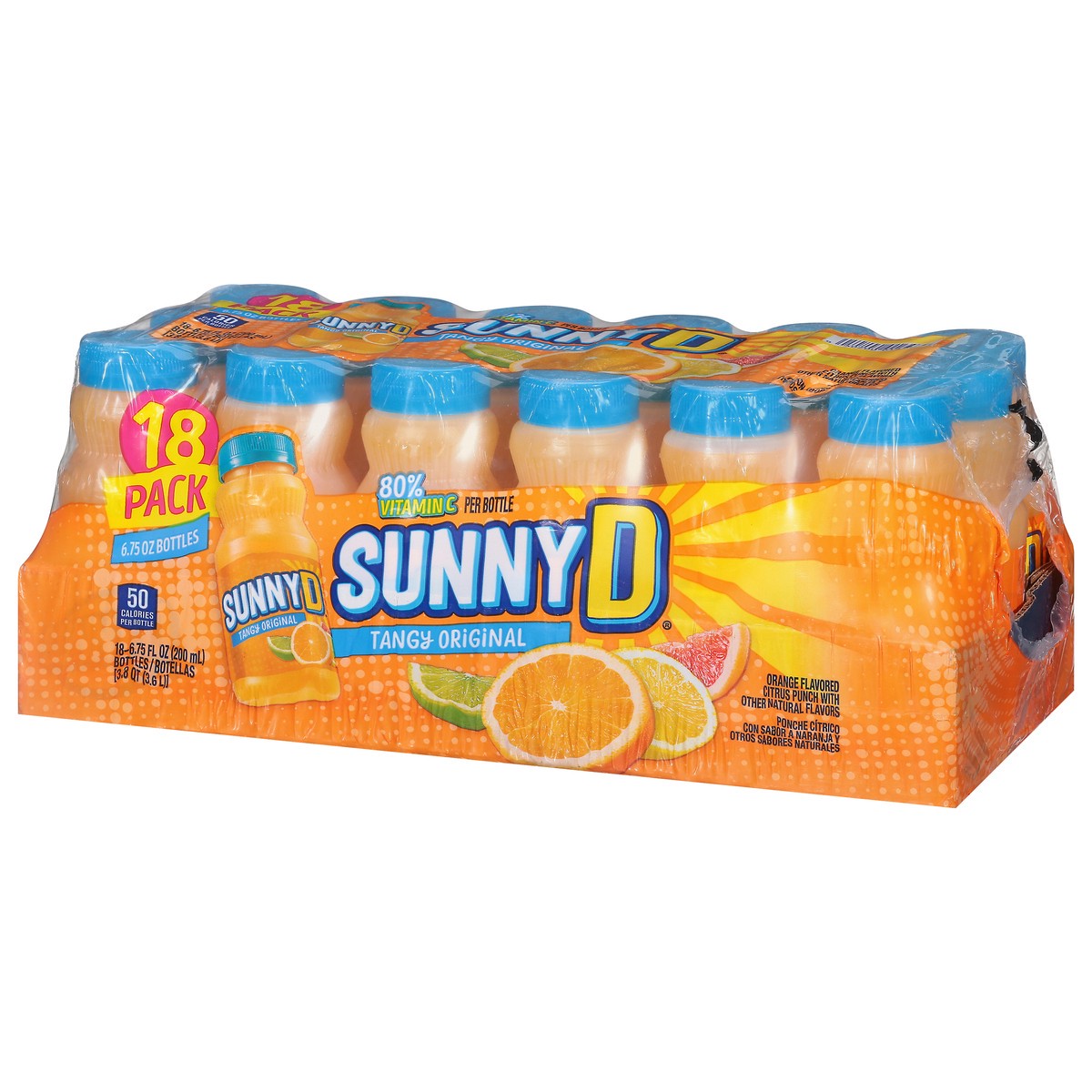 slide 9 of 9, Sunny D Sunnyd Tangy Original Orange Juice Drink, 18 Count, 6.75 Fl Oz Bottles, 18 ct