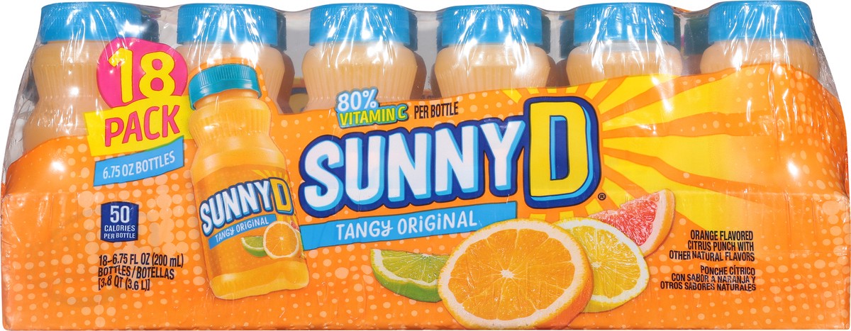 slide 8 of 9, Sunny D Sunnyd Tangy Original Orange Juice Drink, 18 Count, 6.75 Fl Oz Bottles, 18 ct