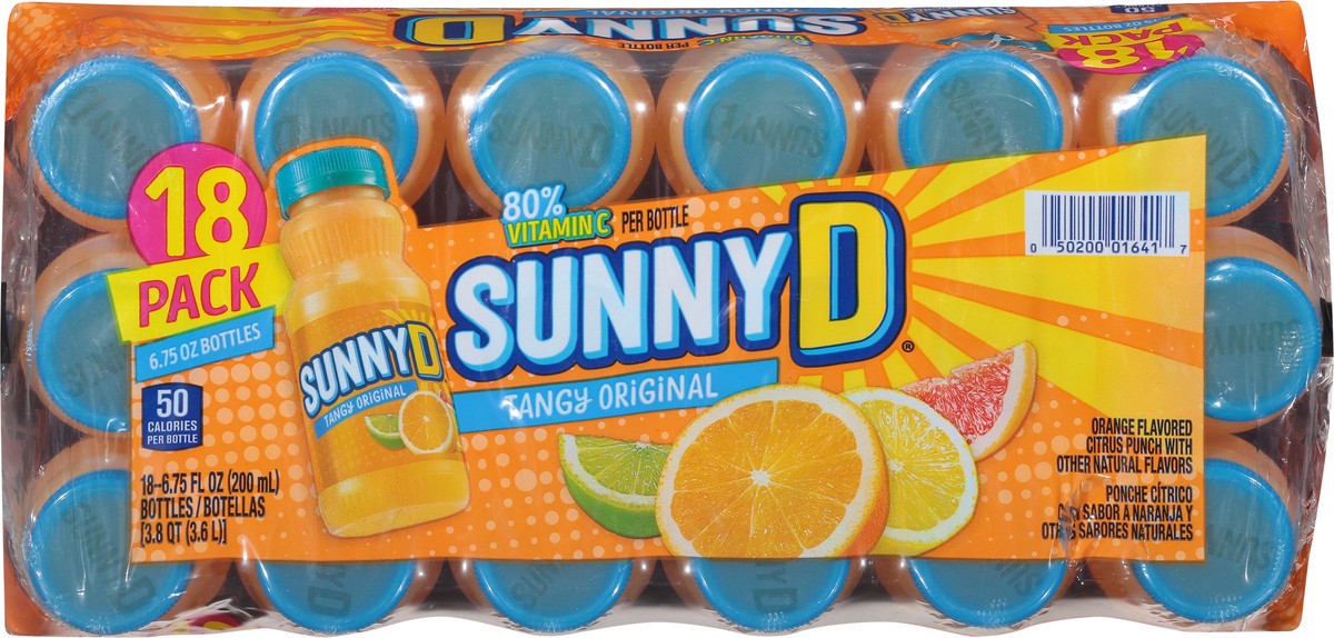 slide 3 of 9, Sunny D Sunnyd Tangy Original Orange Juice Drink, 18 Count, 6.75 Fl Oz Bottles, 18 ct