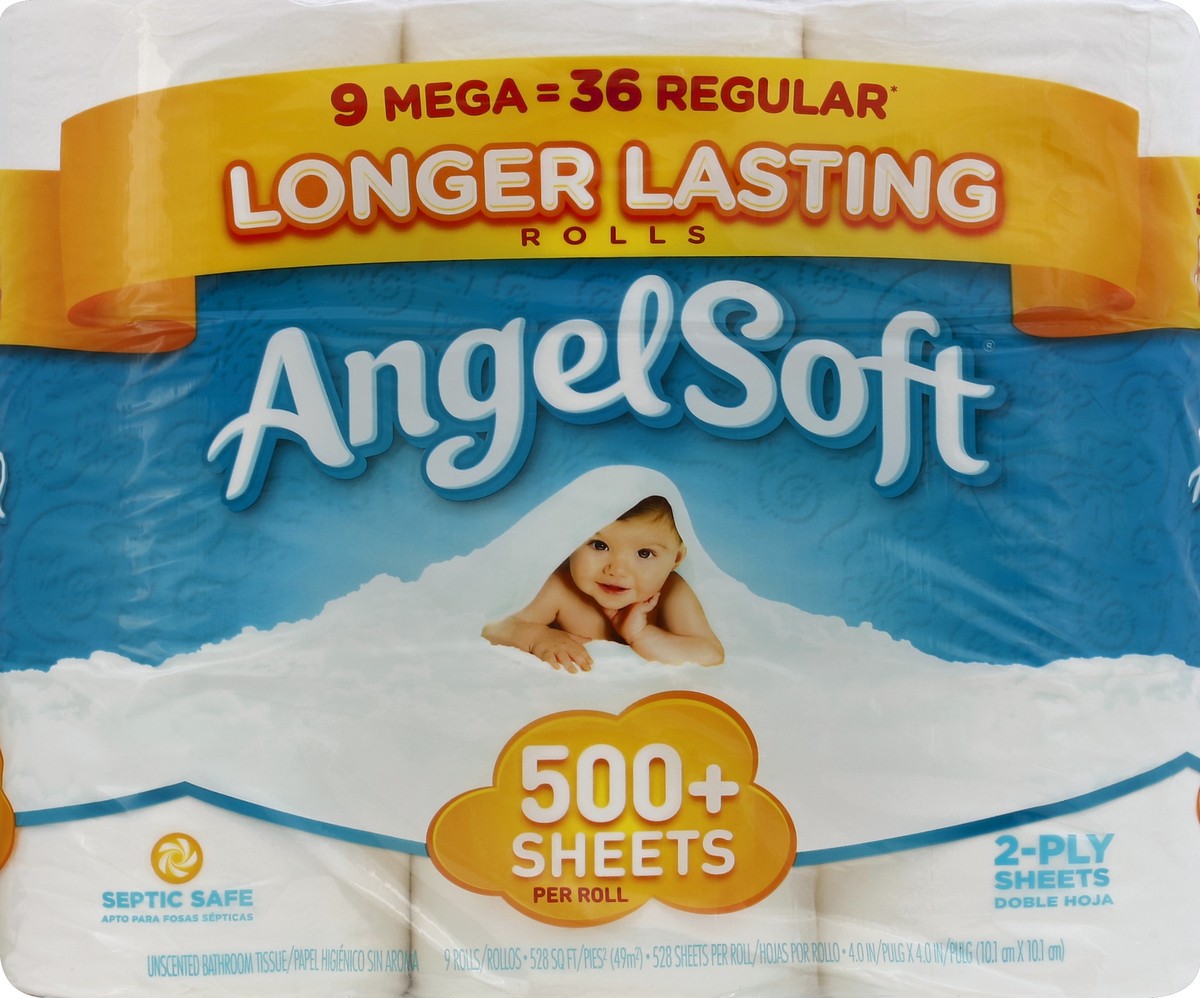 slide 1 of 5, Angel Soft Bathroom Tissue 9 ea, 9 ct