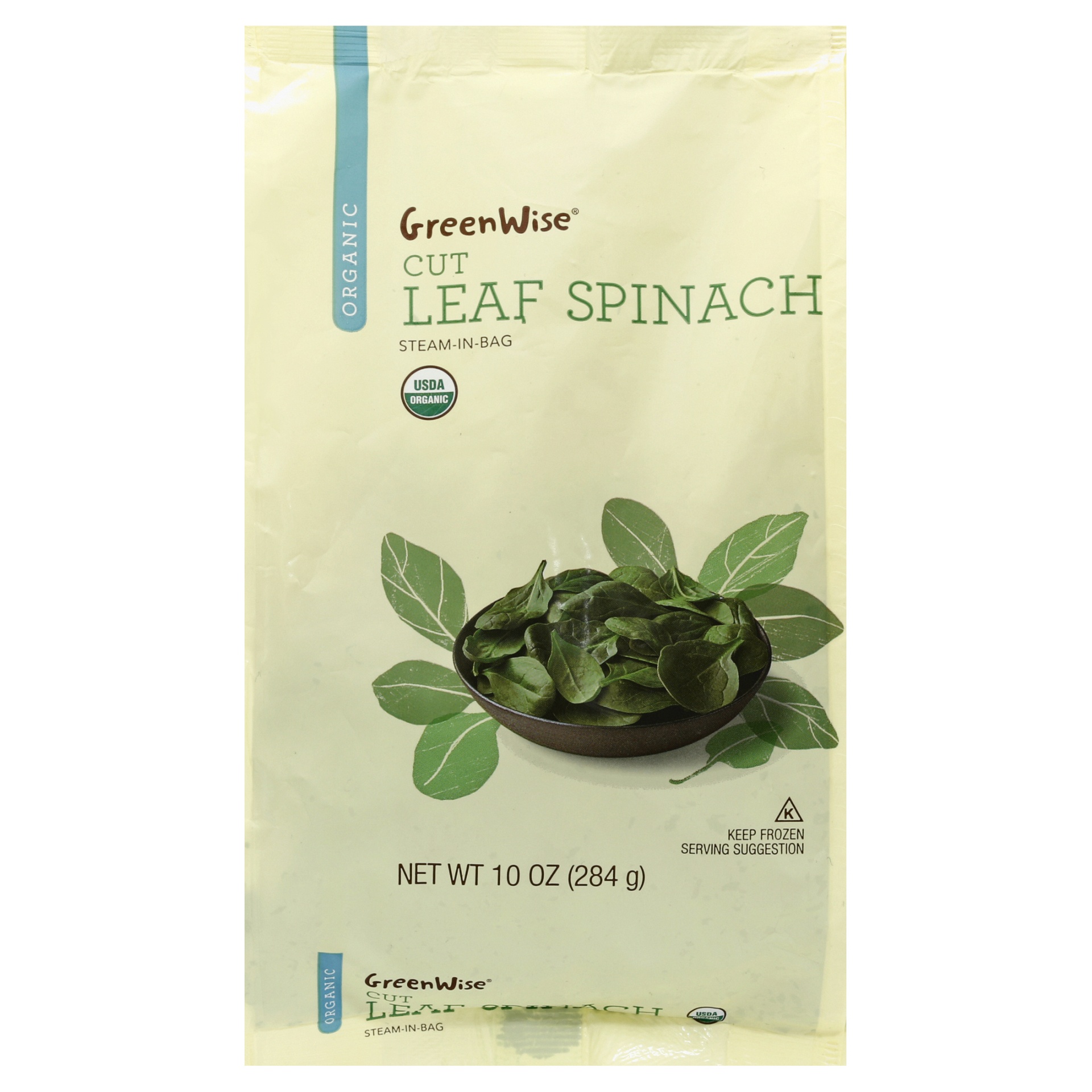 slide 1 of 1, GreenWise Leaf Spinach, Organic, Cut, 10 oz