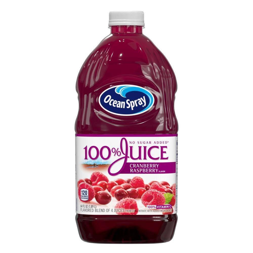 slide 1 of 9, Ocean Spray 100% Juice Cranberry Raspberry Juice Blend, 64 Fl Oz Bottle, 64 fl oz