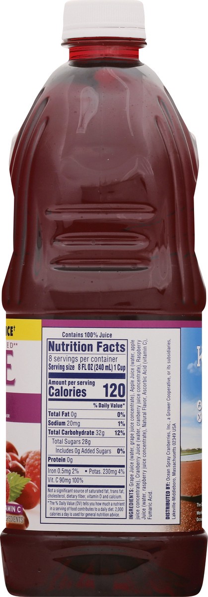 slide 6 of 9, Ocean Spray 100% Juice Cranberry Raspberry Juice Blend, 64 Fl Oz Bottle, 64 fl oz