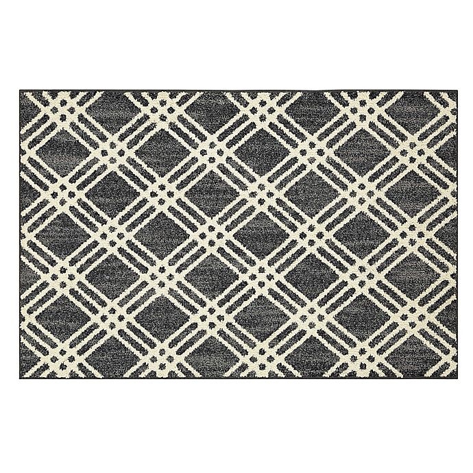 slide 1 of 1, Mohawk Home Signature Diamond Cross Washable Accent Rug - Denim/Cream, 30 in x 46 in