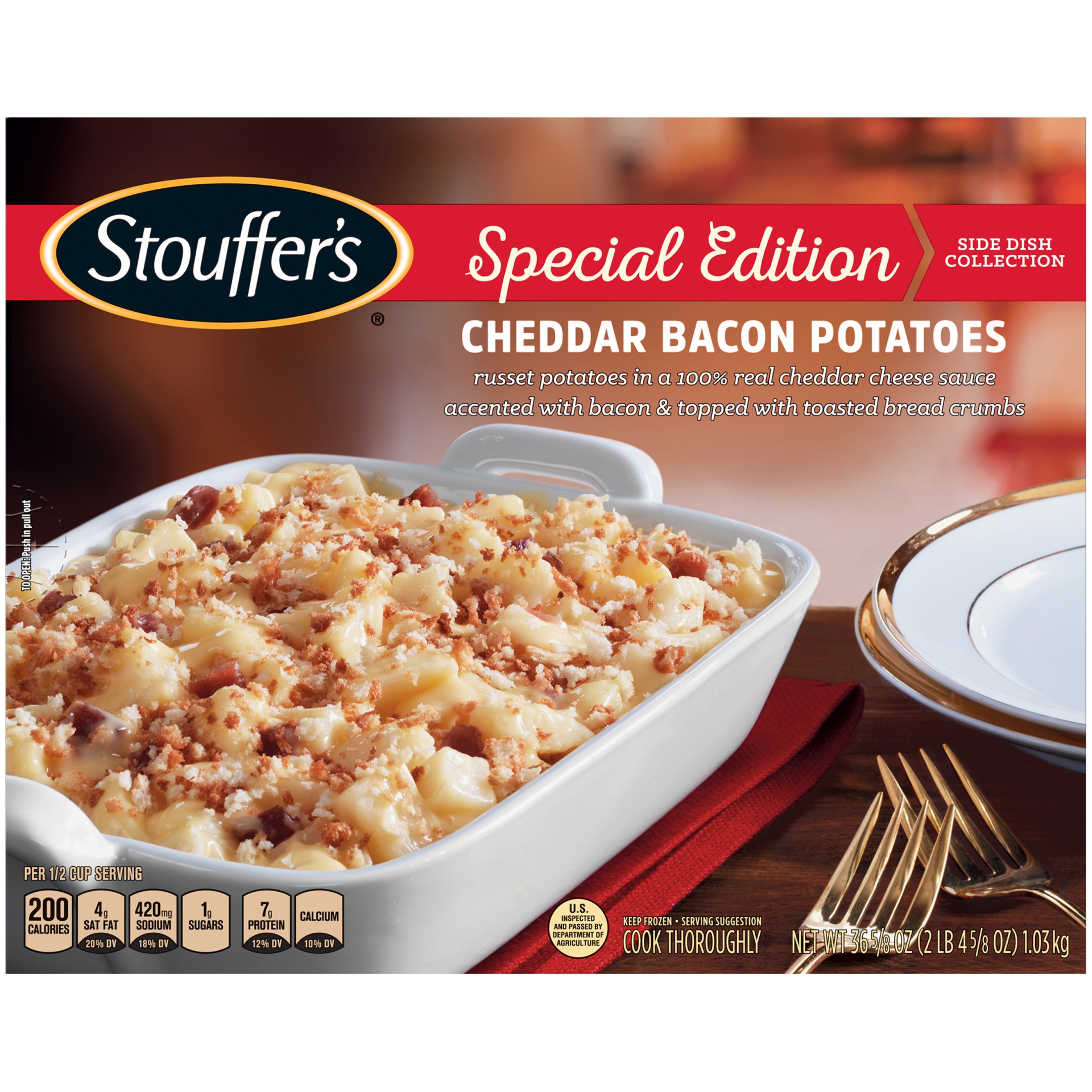 slide 1 of 8, Stouffer's Holiday Collection Cheddar Bacon Potatoes, 36.62 oz