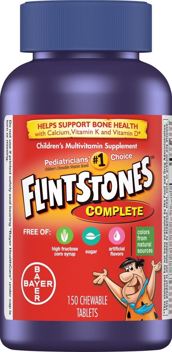 slide 7 of 9, Flintstones Complete Children's Multivitamin Dietary Supplement Chewable Tablets, 150 ct