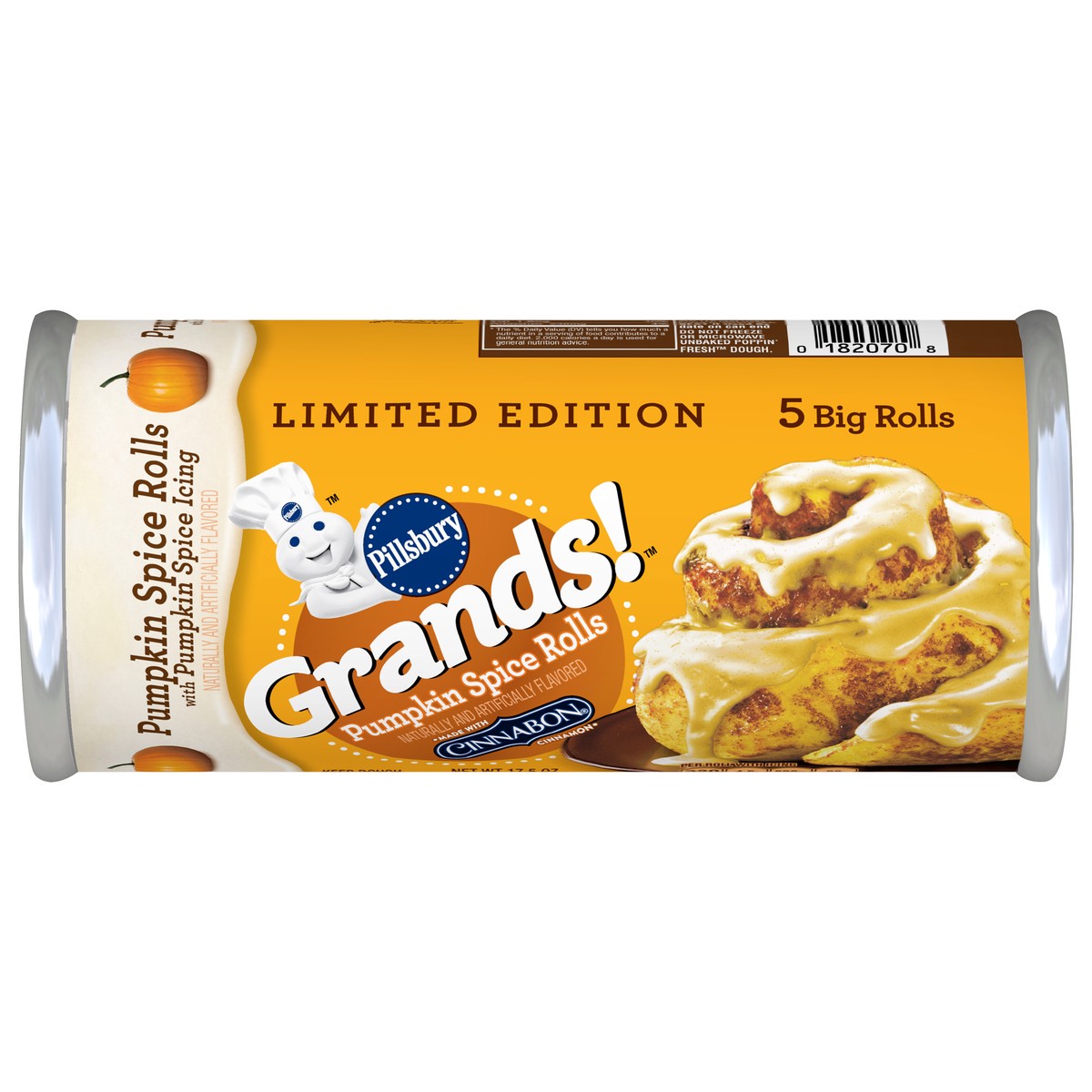 slide 9 of 13, Pillsbury Grands! Limited Edition Pumpkin Spice Rolls with Pumpkin Spice Icing, 5 ct., 17.5 oz., 17.5 oz