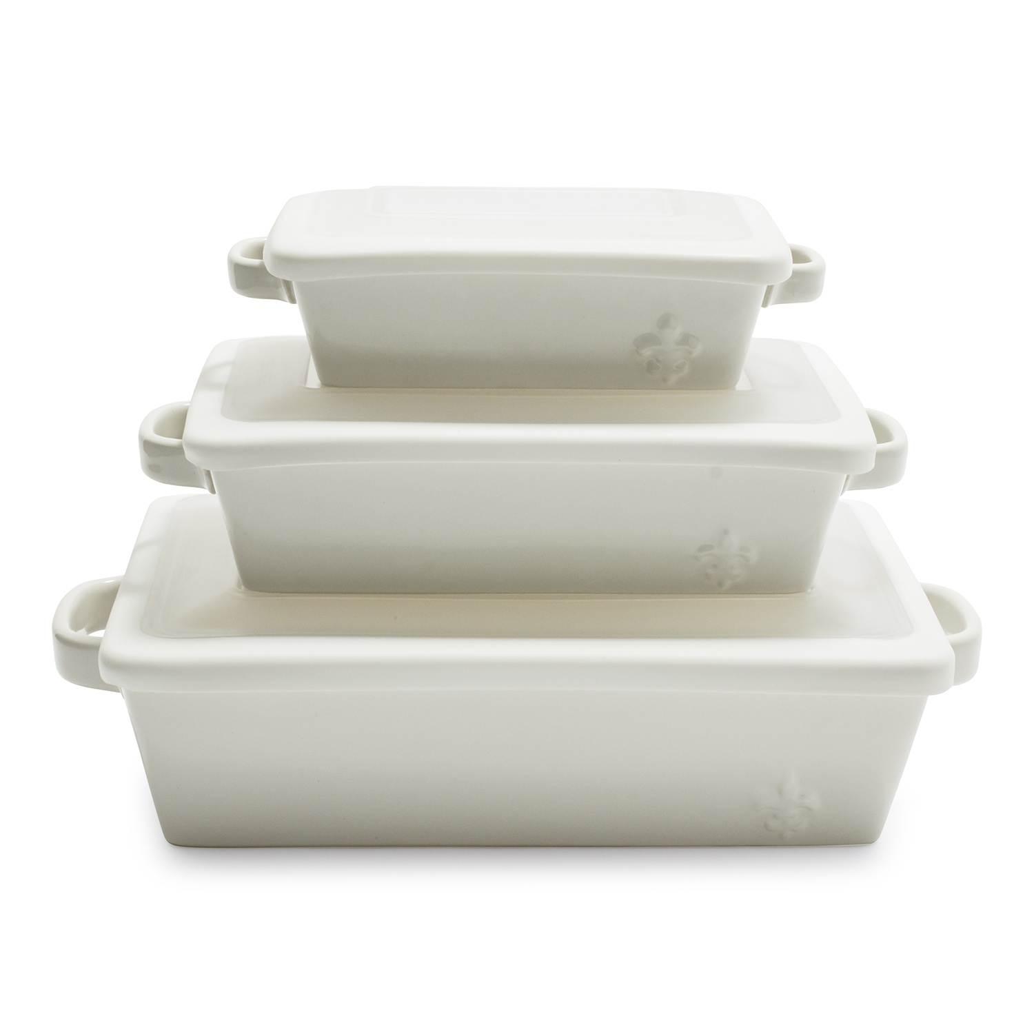slide 1 of 1, La Marque 84 Oven to Table Baker Set with Lid, White, 3 ct