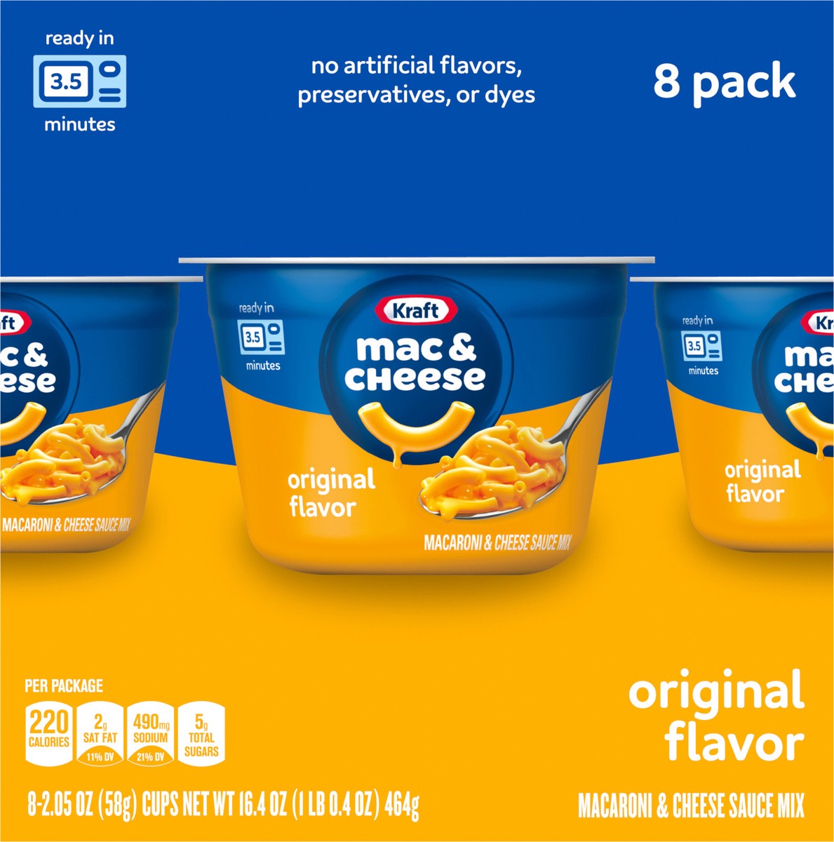 slide 7 of 9, Kraft Original Mac & Cheese, 8 ct Box, 2.05 oz Cups, 8 ct; 2.05 oz