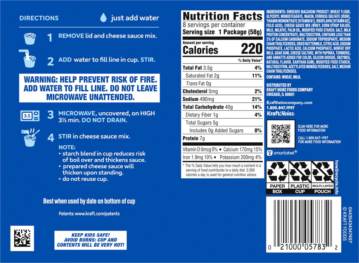 slide 6 of 9, Kraft Original Mac & Cheese, 8 ct Box, 2.05 oz Cups, 8 ct; 2.05 oz