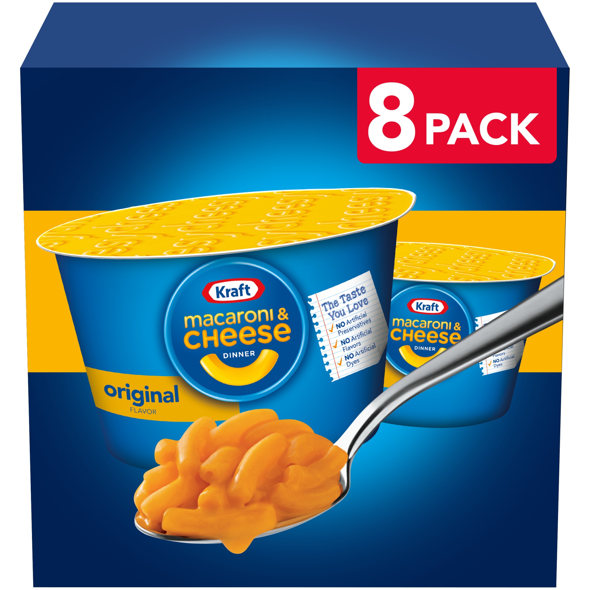 slide 1 of 19, Kraft Original Macaroni & Cheese Easy Microwavable Dinner Cups, 8 ct; 2.05 oz