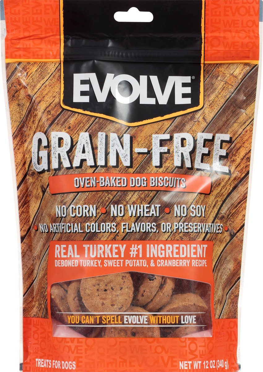 slide 2 of 9, Evolve Grain-Free Oven-Baked Deboned Turkey, Sweet Potato, & Cranberry Recipe Dog Biscuits 12 oz, 12 oz