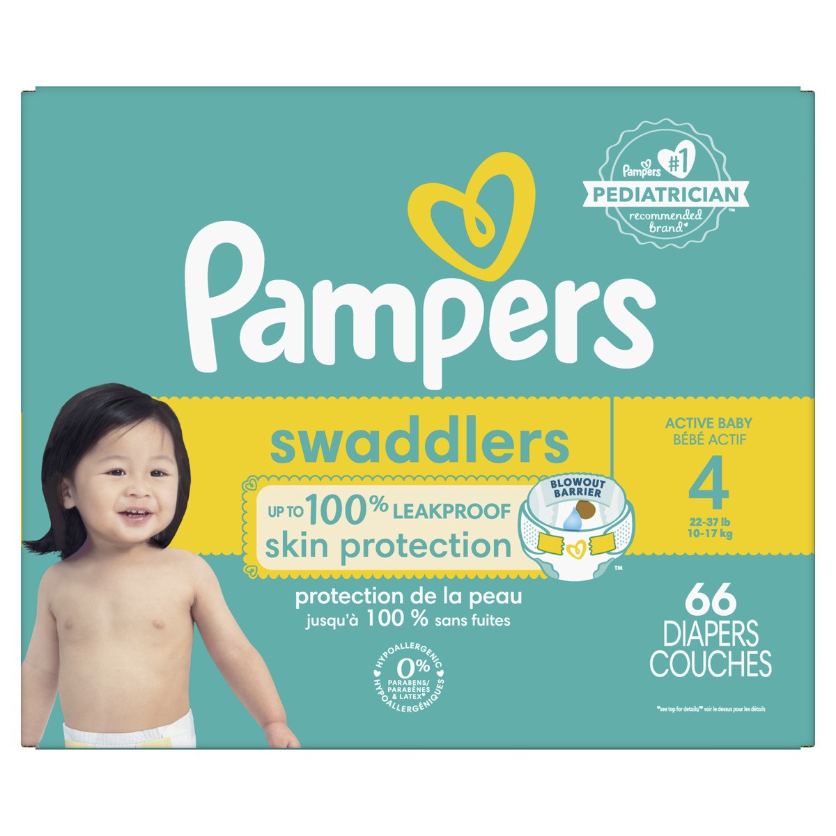 slide 1 of 9, Pampers Swaddlers Active Baby Diaper Size 4 66 Count, 66 ct