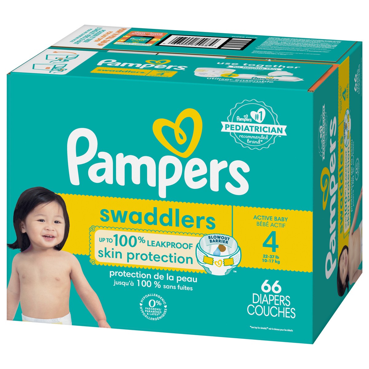 slide 3 of 9, Pampers Swaddlers Active Baby Diaper Size 4 66 Count, 66 ct