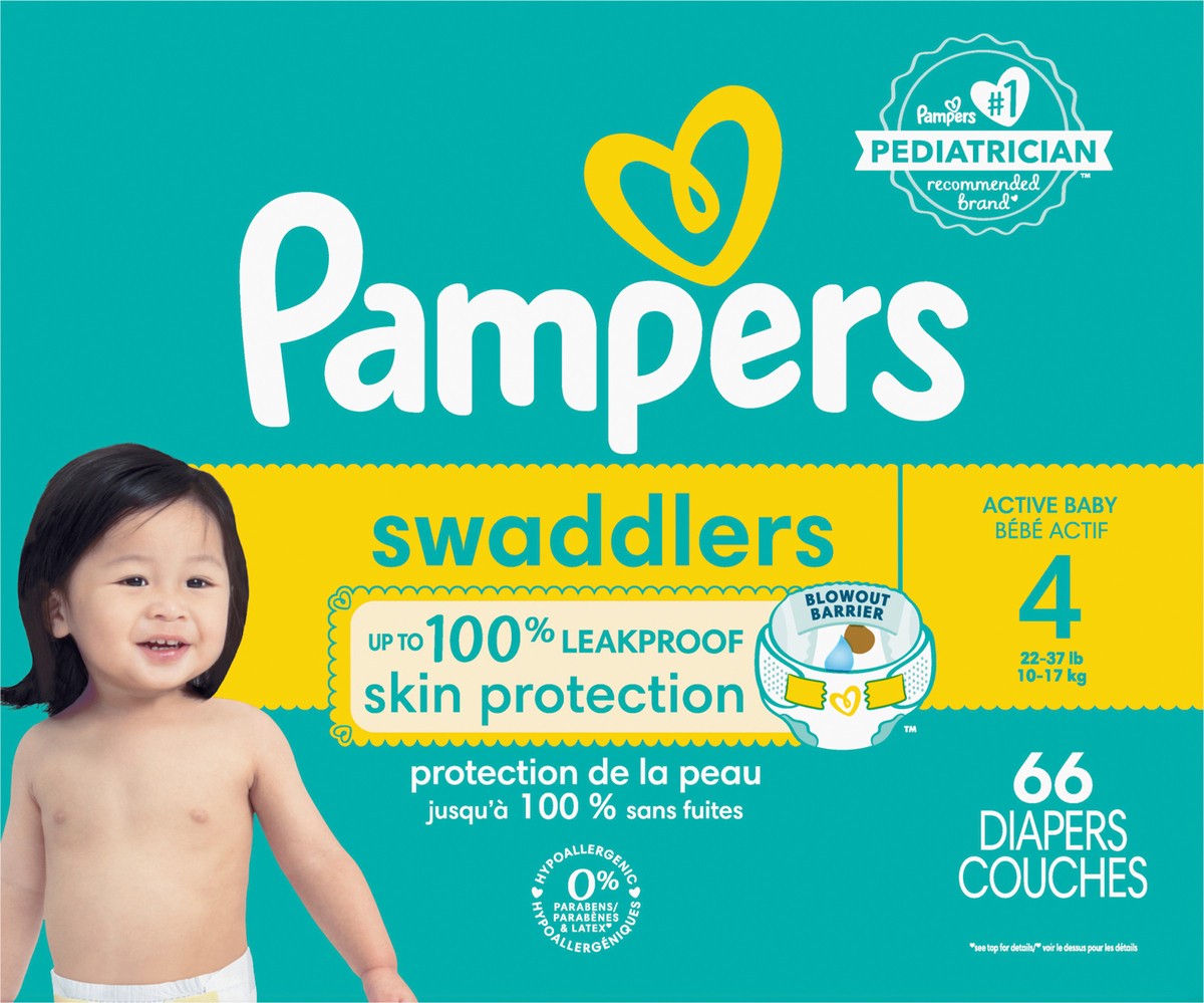 slide 7 of 9, Pampers Swaddlers Active Baby Diaper Size 4 66 Count, 66 ct