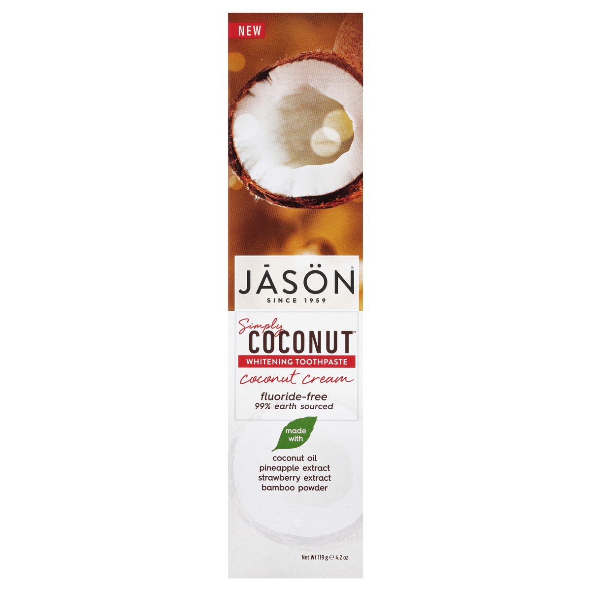 slide 1 of 1, Jason Jasön Simply Coconut Whitening Toothpaste, 4.2 oz