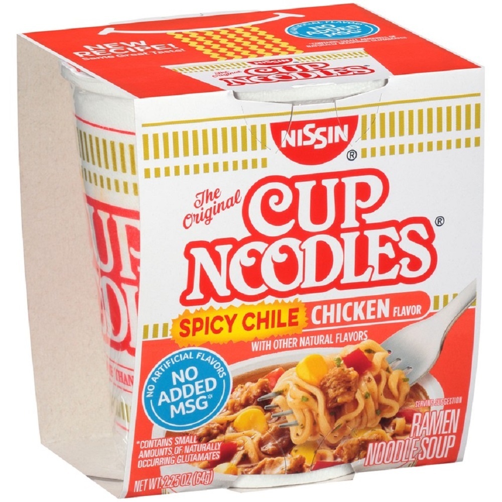 slide 1 of 1, Cup Noodles Spicy Chile Chicken Flavor Ramen Noodle Soup, 2.25 oz