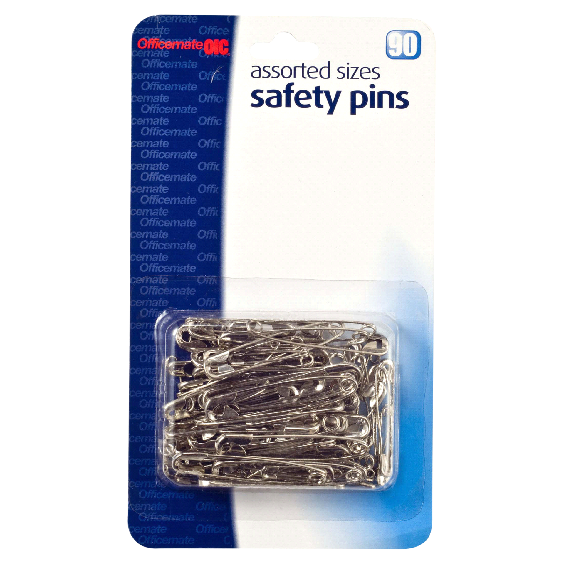 slide 1 of 1, Officemate Safety Pins Assorted Sizes, 90 ct