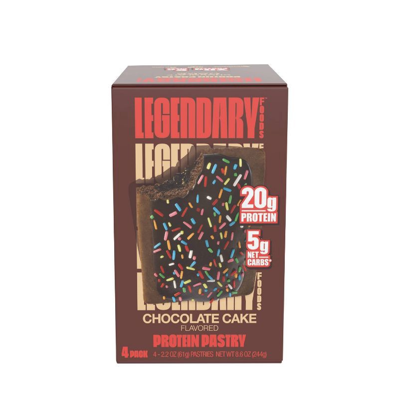 slide 1 of 5, Legendary Foods Chocolate Cake Flavored Protein Pastry 4 - 2.2 oz Pastries, 4 ct