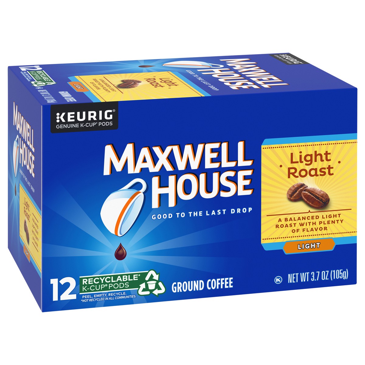 slide 7 of 9, Maxwell House Light Coffee Light Roast K-Cup Coffee Pods, 12 ct Box, 12 ct