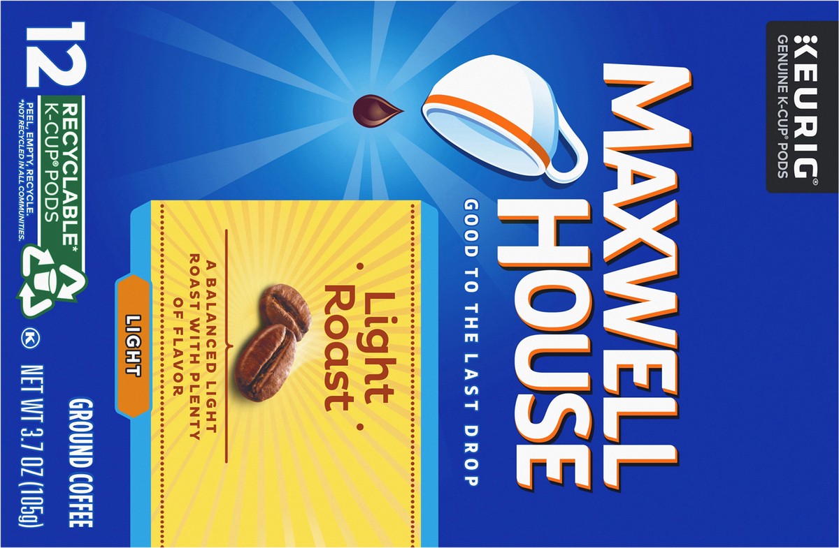 slide 5 of 9, Maxwell House Light Coffee Light Roast K-Cup Coffee Pods, 12 ct Box, 12 ct