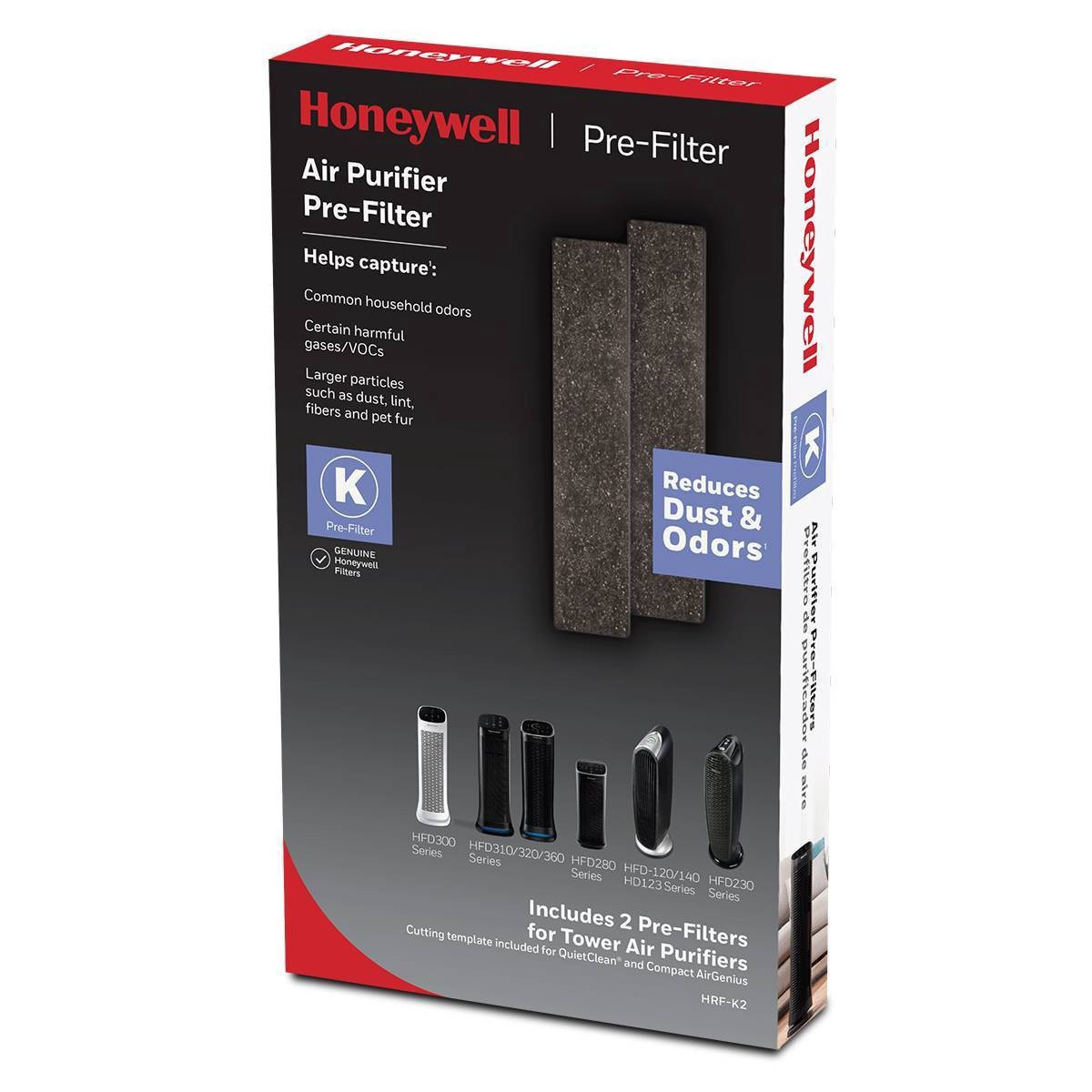 slide 1 of 17, Honeywell Household Odor & Gas Reducing Pre-filter, 2 ct