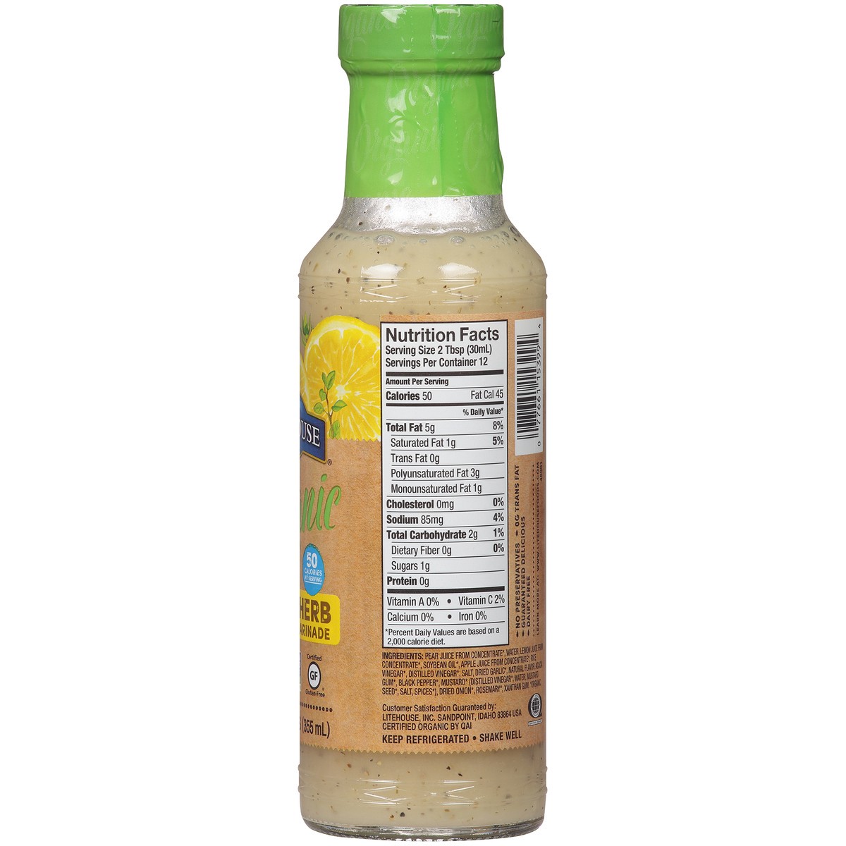 slide 4 of 12, Litehouse Organic Lemon Herb Dressing & Marinade 12 fl. oz. Bottle, 12 fl oz