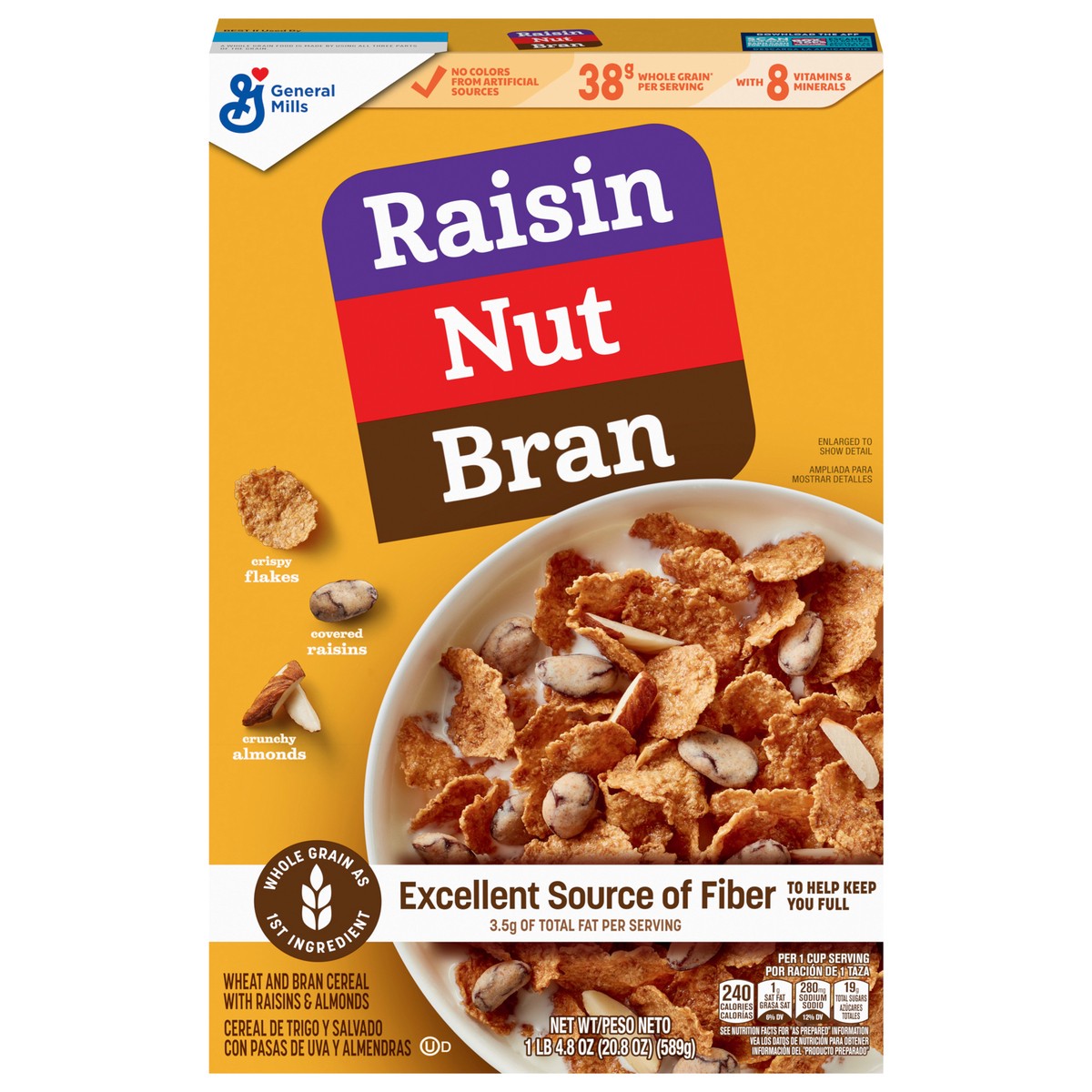 slide 1 of 1, Raisin Nut Bran Cereal, High Fiber Cereal Made with Whole Grain, 20.8 oz, 20.8 oz