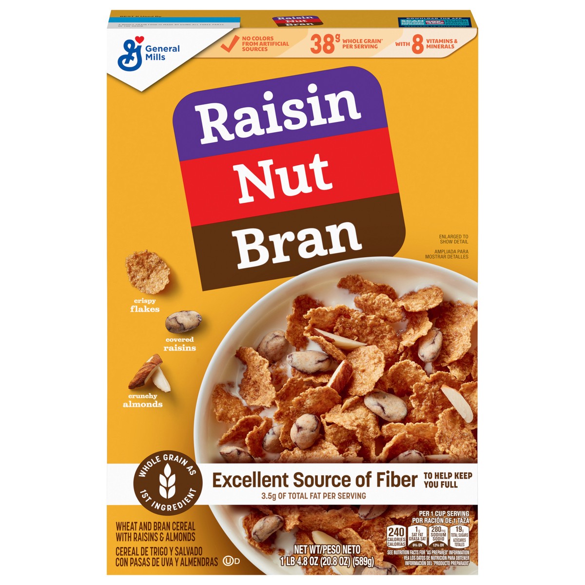 slide 1 of 1, Raisin Nut Bran Cereal, High Fiber Cereal Made with Whole Grain, 20.8 oz, 20.8 oz