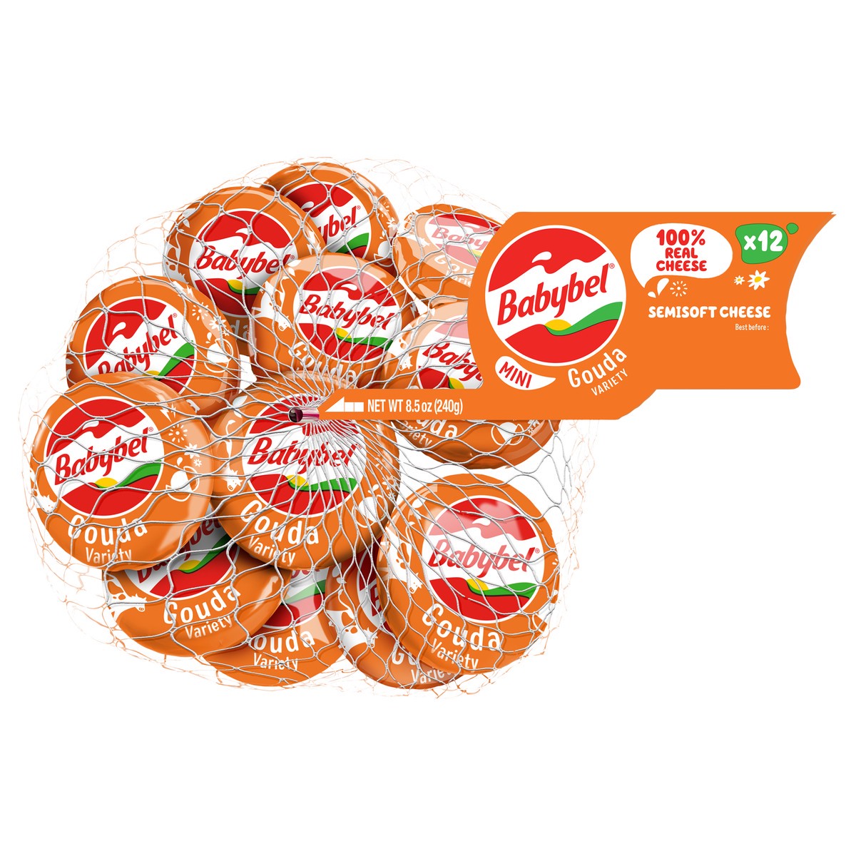 slide 1 of 1, Babybel Mini Babybel Gouda Snack Cheese, 12 Pack (8.5 oz), 12 ct