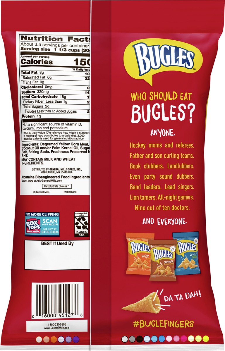 slide 9 of 9, Bugles Original Flavor Crispy Corn Snacks, 3.7 oz Bag, 3.7 oz