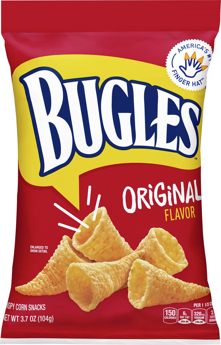 slide 5 of 9, Bugles Original Flavor Crispy Corn Snacks, 3.7 oz Bag, 3.7 oz