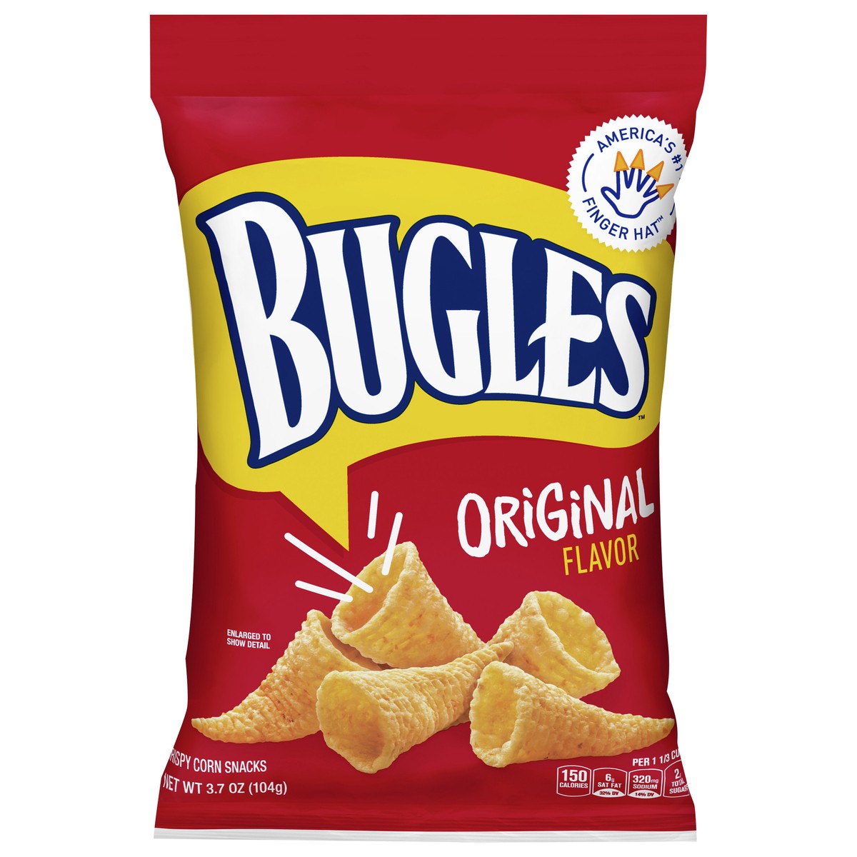 slide 1 of 9, Bugles Original Flavor Crispy Corn Snacks, 3.7 oz Bag, 3.7 oz