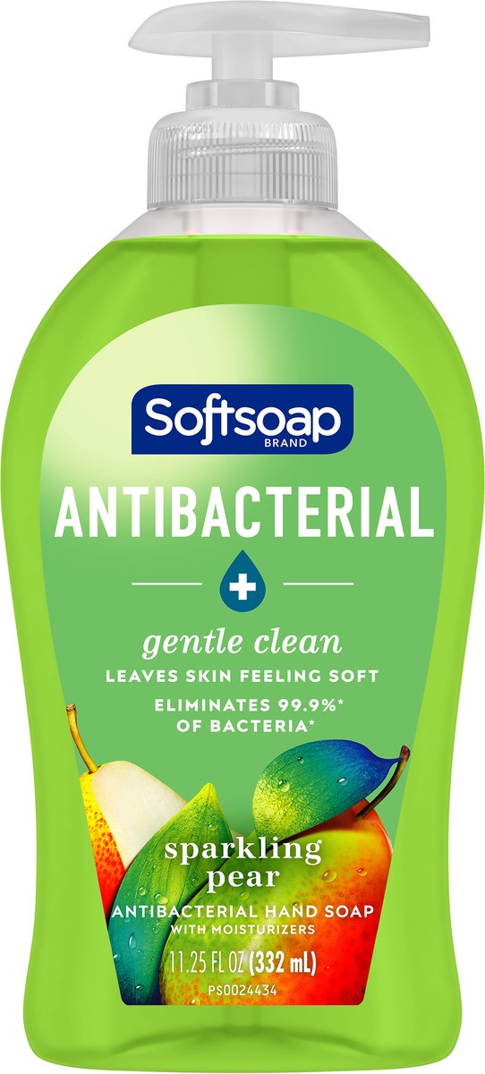 slide 3 of 7, Softsoap Antibacterial Liquid Hand Soap Pump, Gentle Clean, Sparkling Pear - 11.25 Fl. Oz., 11.25 fl oz