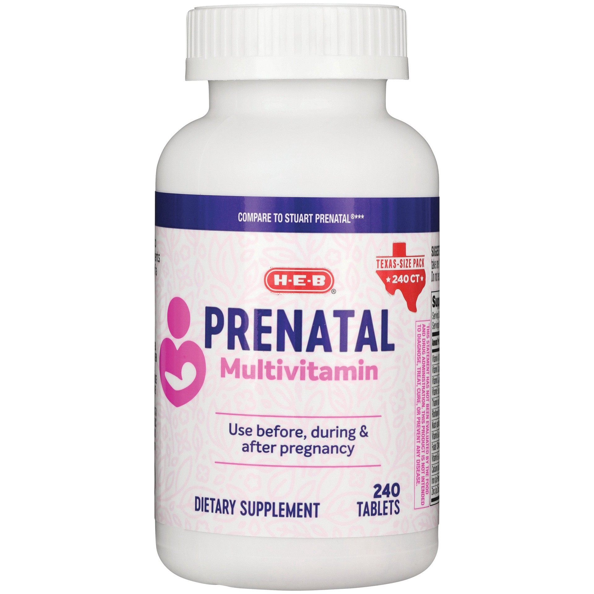 slide 1 of 1, H-E-B Prenatal Multivitamin Tablets, 240 ct