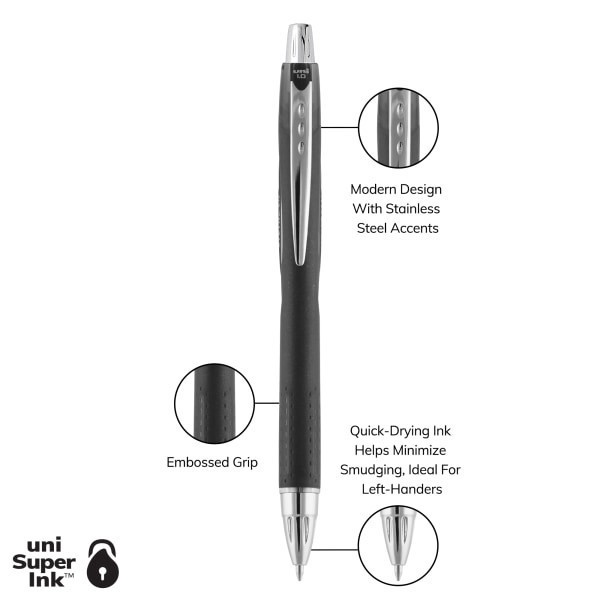 slide 3 of 7, uni-ball Jetstream Rt Retractable Ballpoint Pens, Bold Point, 1.0 Mm, Black Barrel, Black Ink, Pack Of 3, 3 ct