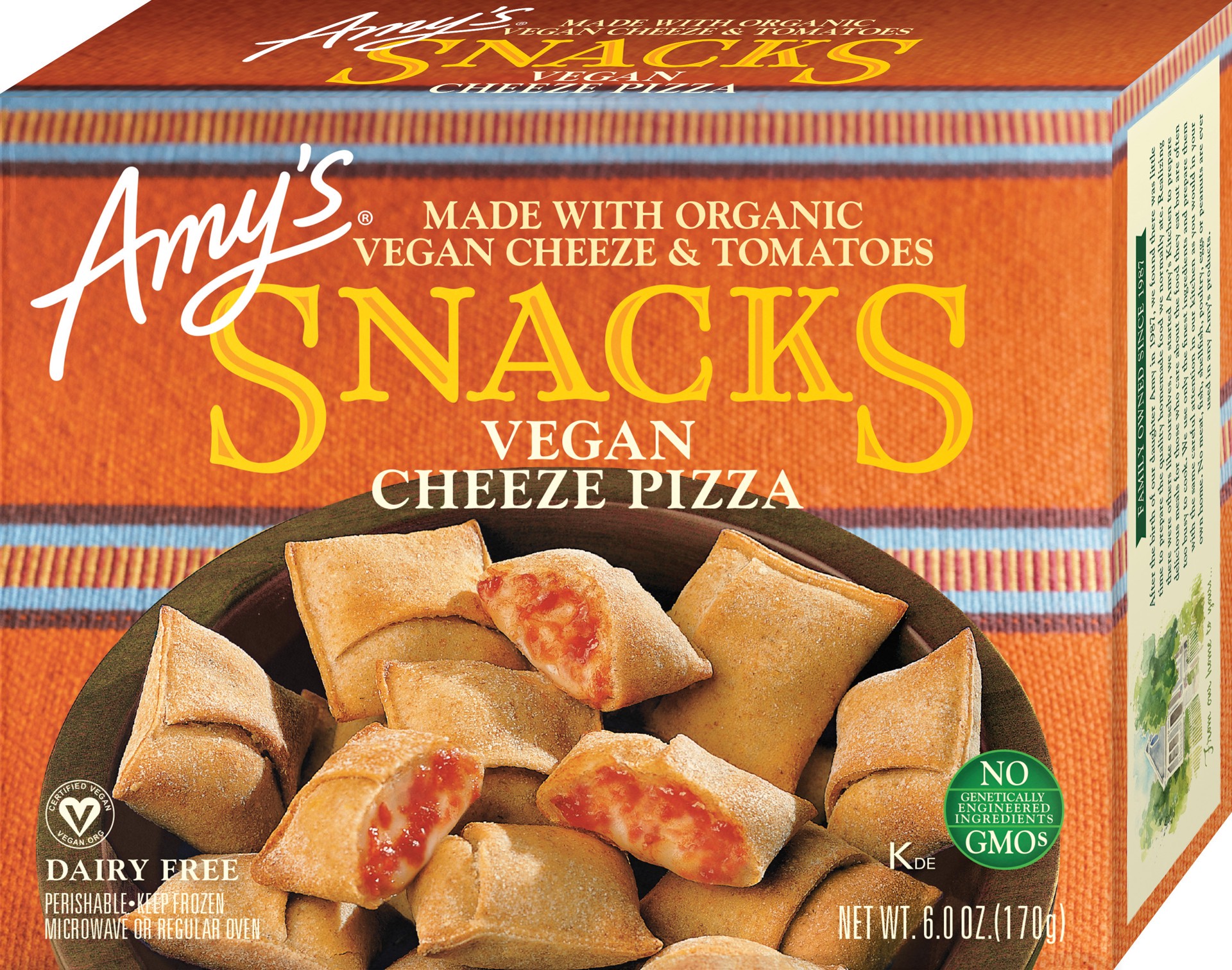 slide 1 of 1, Amy's Organic Vegan Cheese Pizza Snacks, 6 oz