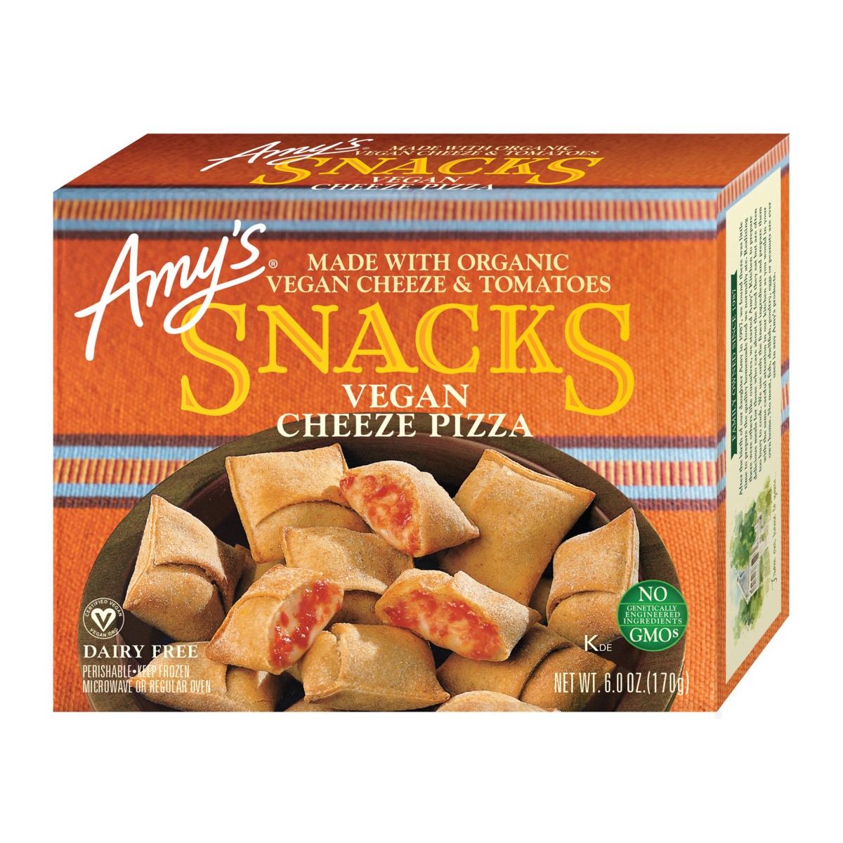 slide 1 of 1, Amy's Frozen Vegan Cheeze Pizza Snacks, Dairy Free, Soy Free, 6 oz, 6 oz