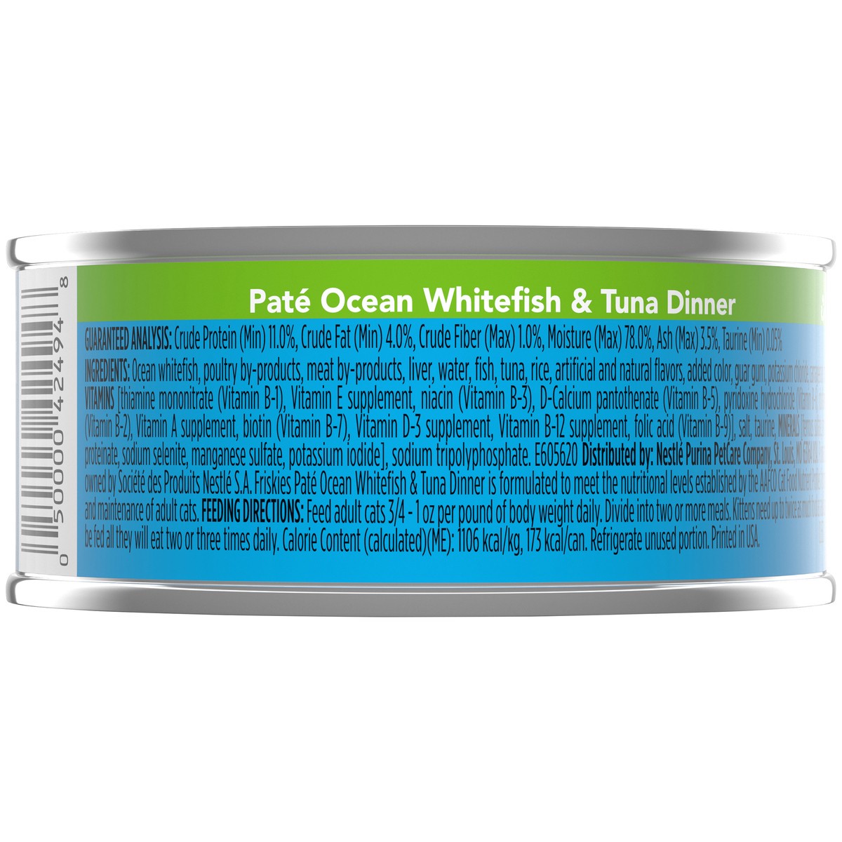 slide 4 of 7, Friskies Purina Friskies Pate Wet Cat Food, Ocean Whitefish & Tuna Dinner - 5.5 oz. Can, 5.5 oz