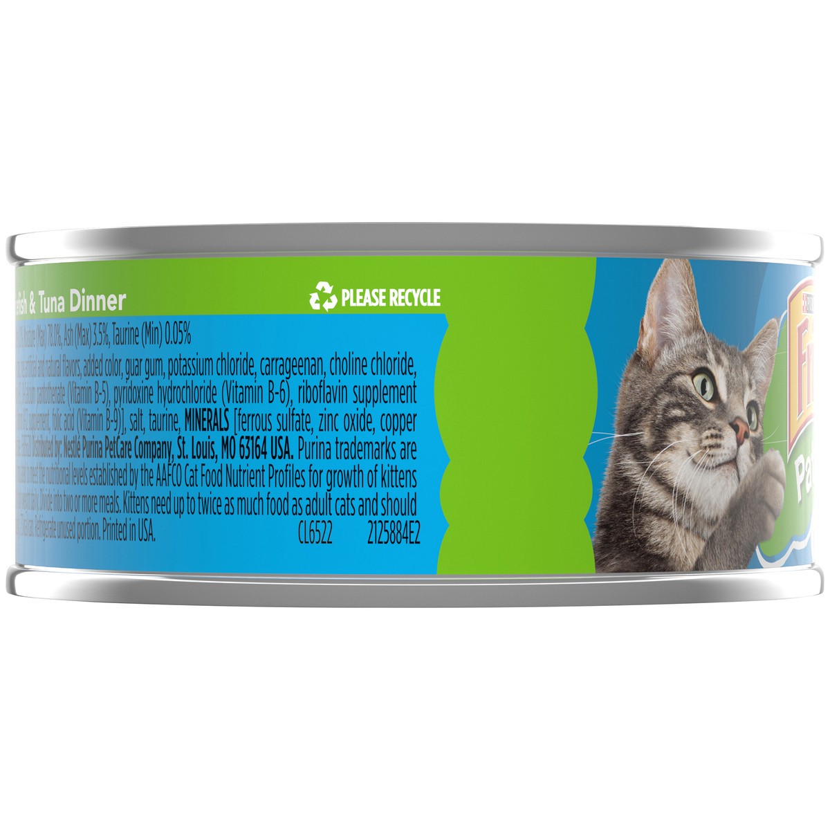 slide 3 of 7, Friskies Purina Friskies Pate Wet Cat Food, Ocean Whitefish & Tuna Dinner - 5.5 oz. Can, 5.5 oz