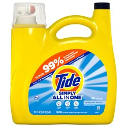 Tide Simply All-In-One Liquid Laundry Detergent, Refreshing Breeze Scent, 89 Loads, 117 fl oz