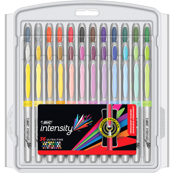 slide 1 of 21, BIC Intensity Permanent Marker, Ultra Fine Point, Assorted Colors, 36 ct