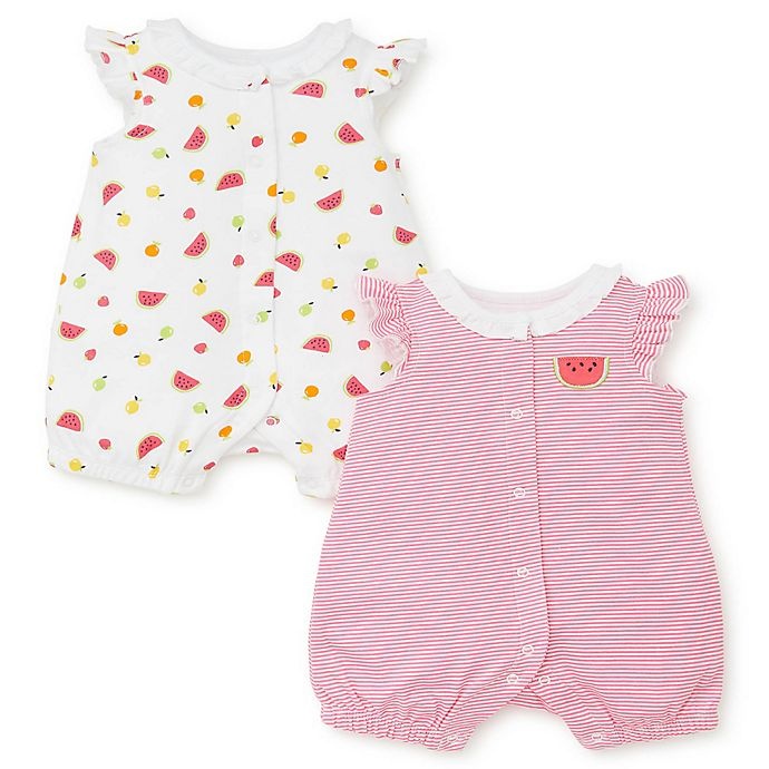 slide 1 of 2, Little Me Newborn Fruit Rompers, 2 ct