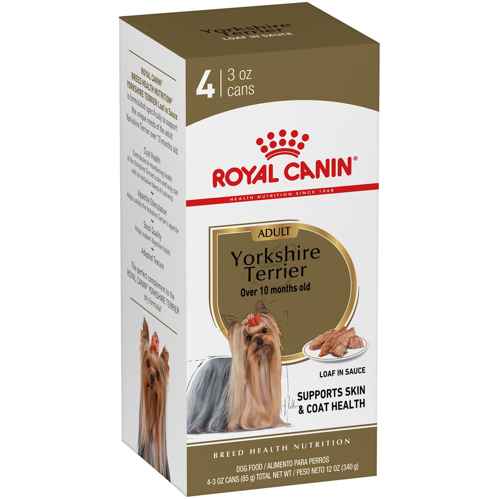 slide 2 of 9, Royal Canin Breed Health Nutrition Yorkshire Terrier Loaf in Sauce Dog Food Multipack, 4 ct; 3 oz