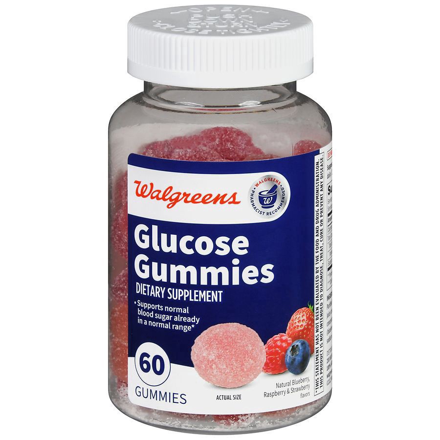 slide 1 of 5, Walgreens Glucose Gummies Natural Blueberry, Raspberry & Strawberry, 60 ct