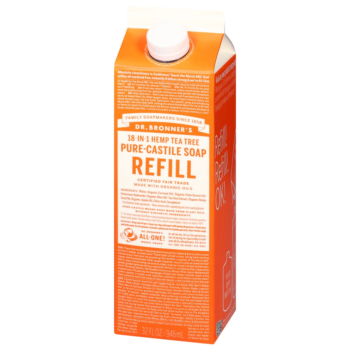 slide 2 of 13, Dr. Bronner's Tea Tree Pure-Castile Soap Refill Carton, 32 fl oz