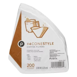 Publix Coffee Filters, No. 4 Cone-Style - 200 ct
