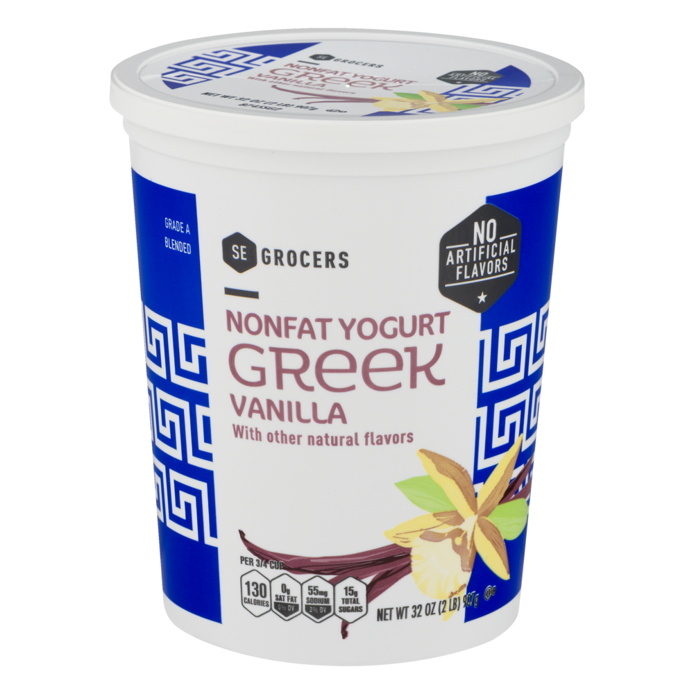 slide 1 of 1, SE Grocers Non Fat Vanilla Grk Yogurt, 32 oz
